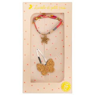 COFFRET BARRETTE PAPILLON ET BRACELET