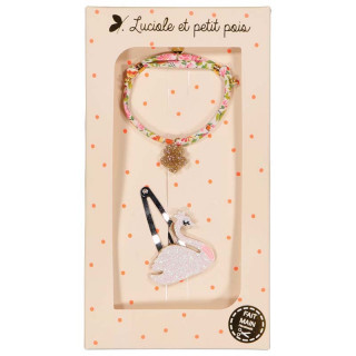 COFFRET BARRETTE CYGNE ET BRACELET LIBERTY