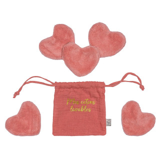 SET DE 5 COTONS COEURS DANS SON POCHON