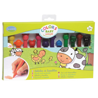 12 CRAYONS ANIMAUX A LA CIRE