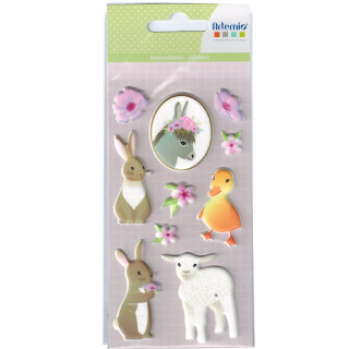 PLANCHE STICKERS HAPPY SPRING ANIMAUX