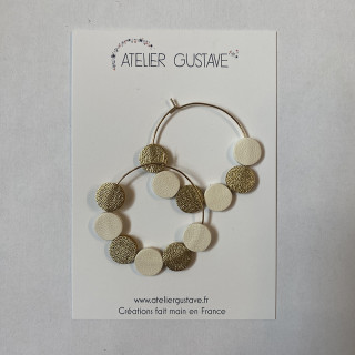 CREOLES CUIR BLANC ET OR