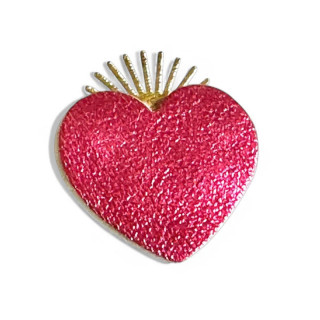 BROCHE EX VOTO CUIR ROSE