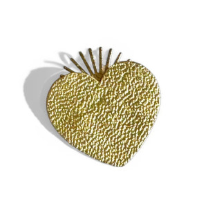 BROCHE EX VOTO CUIR OR
