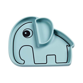 ASSIETTE ELEPHANT A COMPARTIMENT ANTIDERAPANTE BLEUE