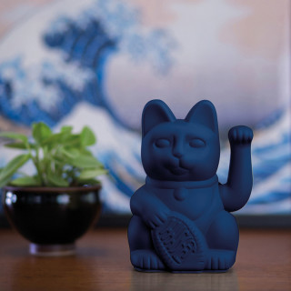 MANEKI NEKO CHAT PORTE-BONHEUR BLEU FONCE