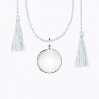 COLLIER BOLA ARGENT ET LIEN EN SOIE GRIS CLAIR