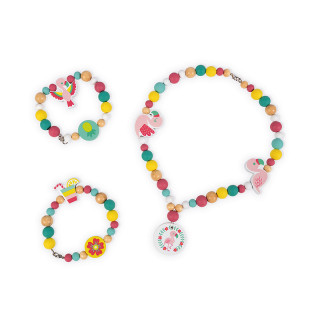 KIT DE PERLES EN BOIS FLAMANTS ROSES