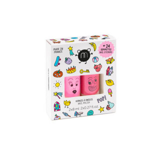 DUO DE VERNIS A L'EAU ET STICKERS D'ONGLES POP