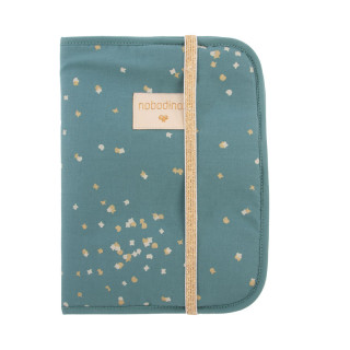 HOUSSE DE CARNET DE SANTE VERT CONFETTI OR