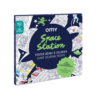 COLORIAGE GEANT ESPACE ET STICKERS PHOSPHO