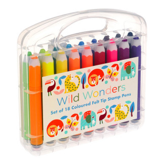 STYLOS 2 EN 1 : TAMPONS ET FEUTRES ANIMAUX SAUVAGES