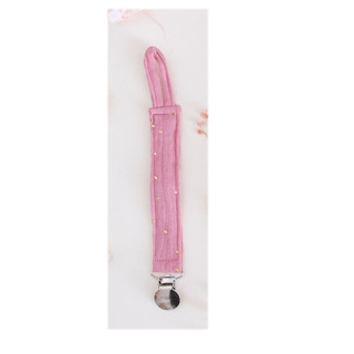 ATTACHE SUCETTE DOUBLE GAZE ROSE ET OR