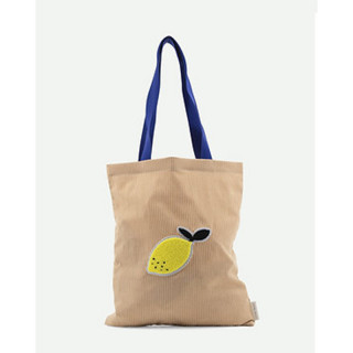 TOTE BAG RAYURES TERRACOTTA CITRON