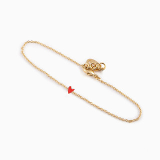 BRACELET PLAQUE OR ET EMAIL COEUR COQUELICOT