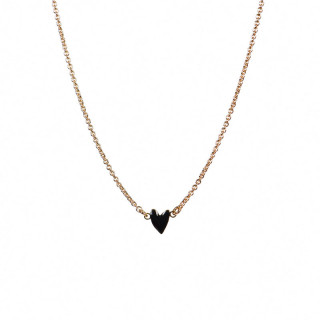 COLLIER COEUR PLAQUE OR ET EMAIL NOIR